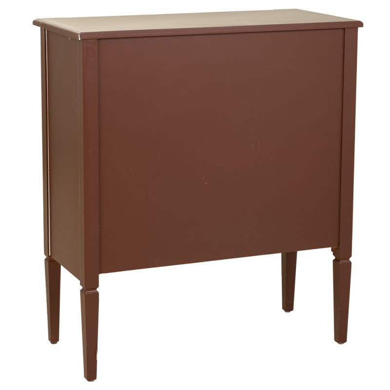 Buffet 2 portes bois et rotin chocolat 80x38x90 cm Savenela  - 5