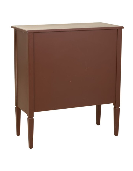 Buffet 2 portes bois et rotin chocolat 80x38x90 cm Savenela  - 5