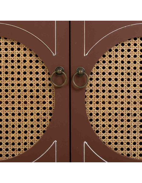 Buffet 2 portes bois et rotin chocolat 80x38x90 cm Savenela  - 7