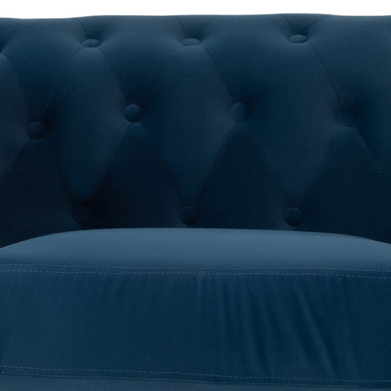 Fauteuil Chesterfield bleu marine aspect velours 110x81x77 cm Joreliel  - 7