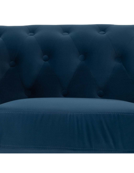 Fauteuil Chesterfield bleu marine aspect velours 110x81x77 cm Joreliel  - 7