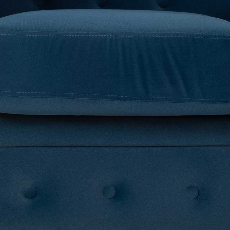 Fauteuil Chesterfield bleu marine aspect velours 110x81x77 cm Joreliel  - 8