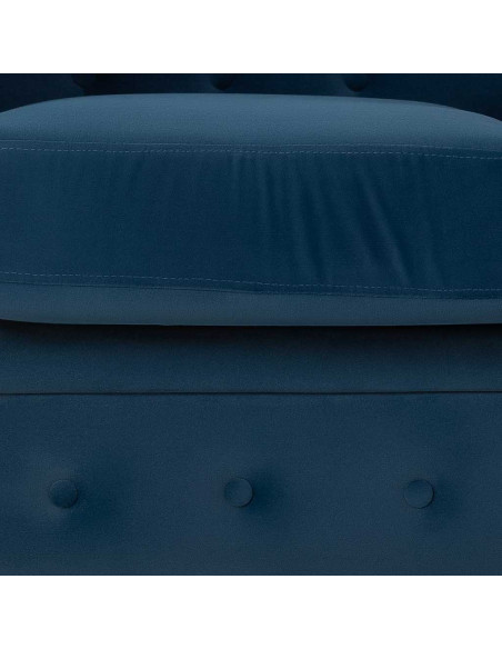 Fauteuil Chesterfield bleu marine aspect velours 110x81x77 cm Joreliel  - 8