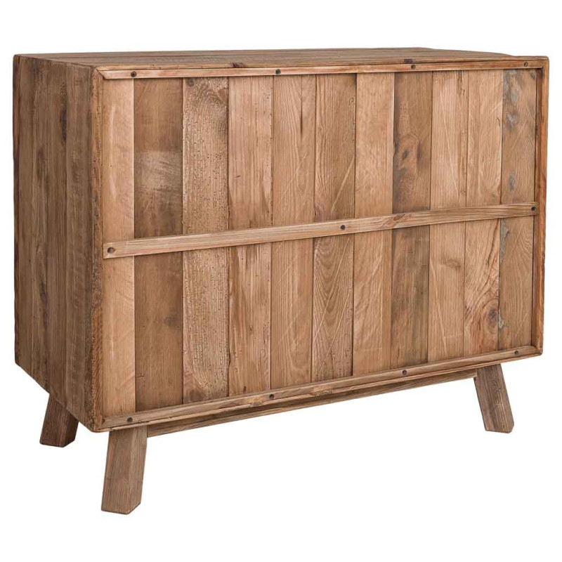 Commode 6 tiroirs pin recyclé brun miel 103x48x85 cm Varelesa  - 4