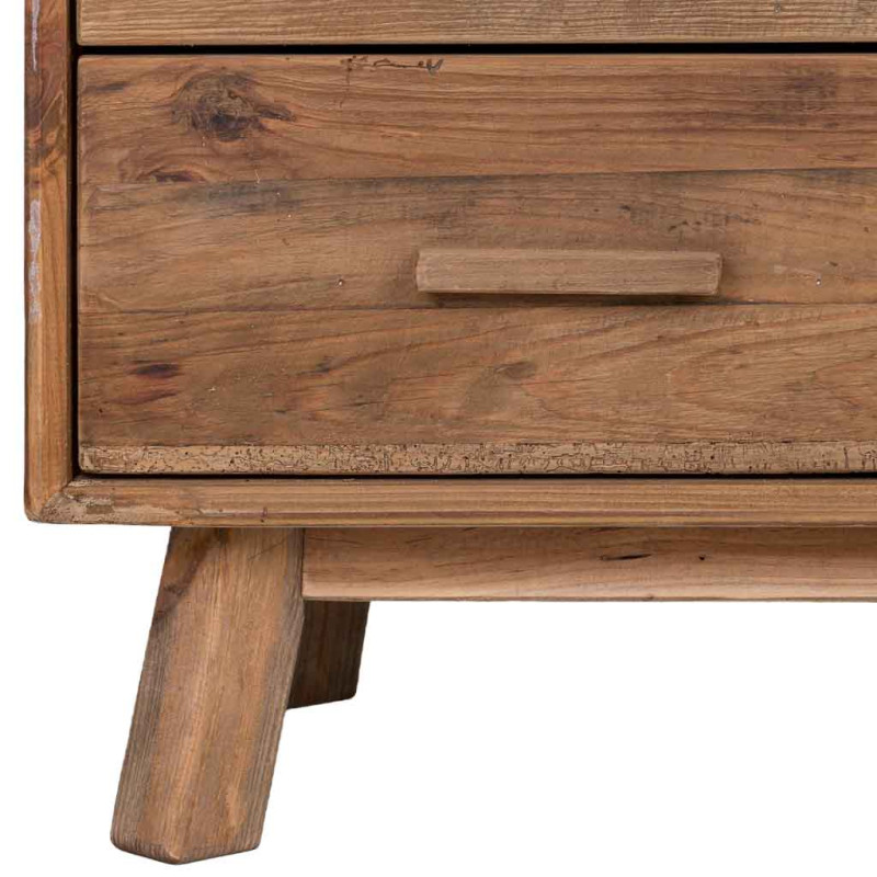 Commode 6 tiroirs pin recyclé brun miel 103x48x85 cm Varelesa  - 6