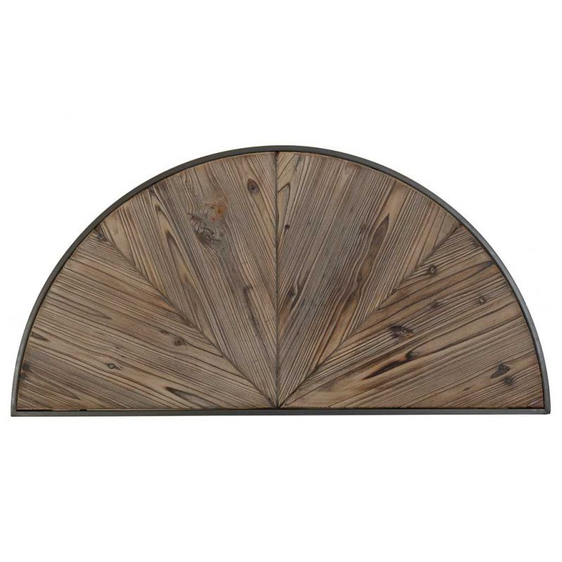 Duo de tables basses demi-lune sapin brun et métal noir 91x45,5x40,5 cm Havelesa  - 6