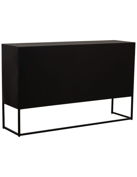 Buffet 4 portes métal noir et verre strié 150x38,5x90,5 cm Maveleno  - 5