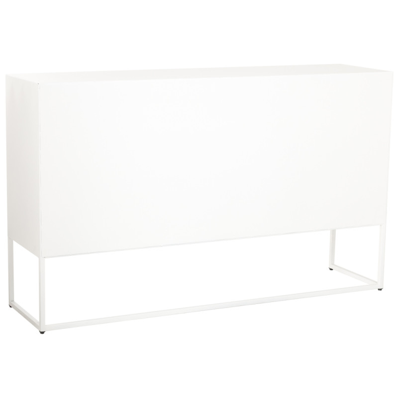 Buffet 4 portes métal blanc et verre strié 150x38,5x90,5 cm Maveleno  - 4