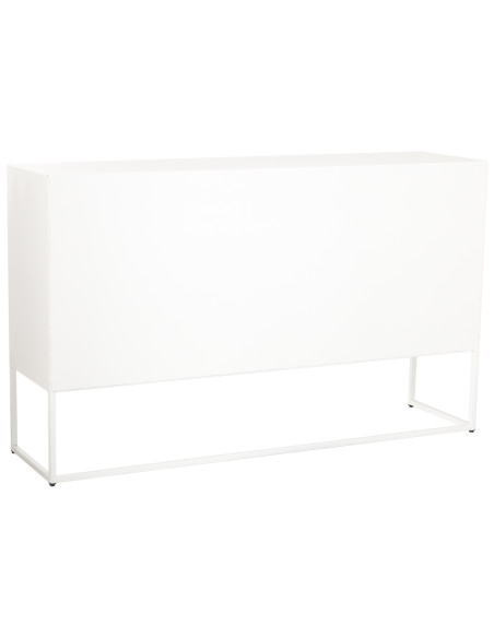 Buffet 4 portes métal blanc et verre strié 150x38,5x90,5 cm Maveleno  - 4