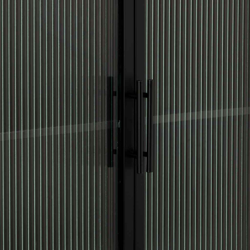 Vitrine haute 4 portes métal noir et verre strié 80x38,5x161 cm Maveleno  - 5