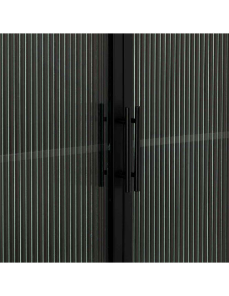 Vitrine haute 4 portes métal noir et verre strié 80x38,5x161 cm Maveleno  - 5
