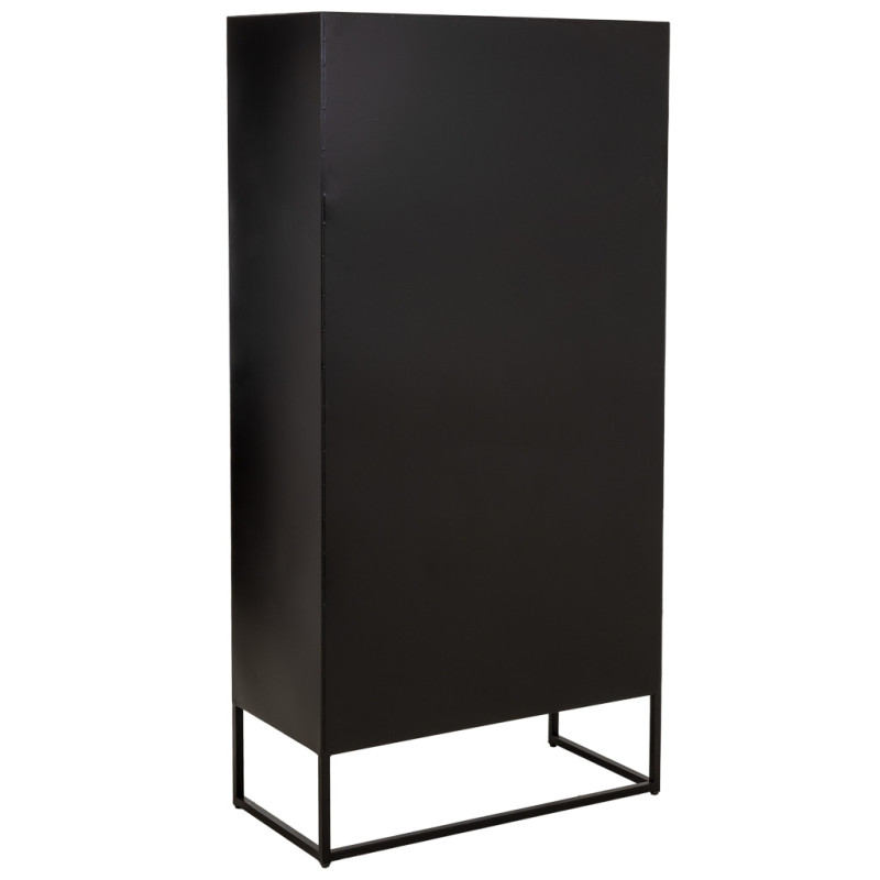 Vitrine haute 4 portes métal noir et verre strié 80x38,5x161 cm Maveleno  - 6