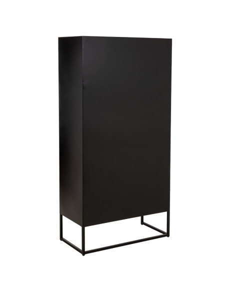 Vitrine haute 4 portes métal noir et verre strié 80x38,5x161 cm Maveleno  - 6