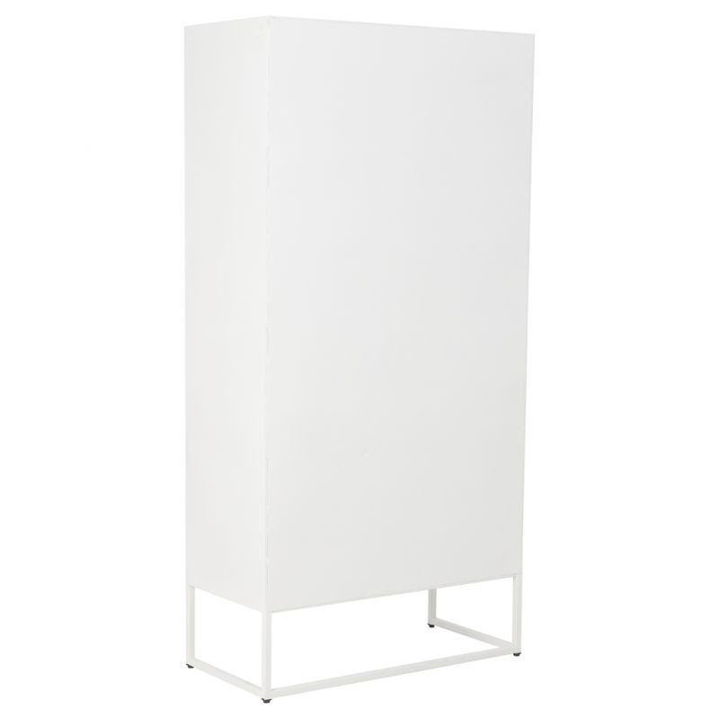 Vitrine haute 4 portes métal blanc et verre strié 80x38,5x161 cm Maveleno  - 4