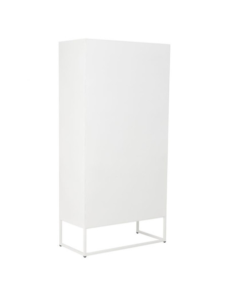 Vitrine haute 4 portes métal blanc et verre strié 80x38,5x161 cm Maveleno  - 4