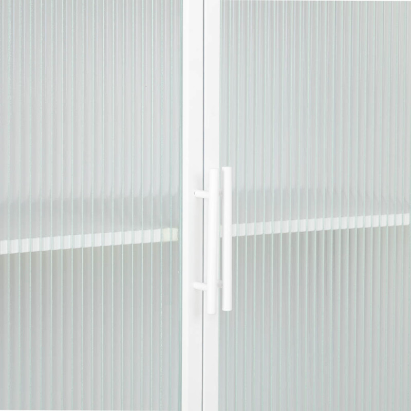 Vitrine haute 4 portes métal blanc et verre strié 80x38,5x161 cm Maveleno  - 5