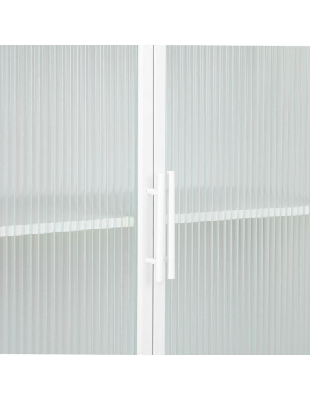 Vitrine haute 4 portes métal blanc et verre strié 80x38,5x161 cm Maveleno  - 5