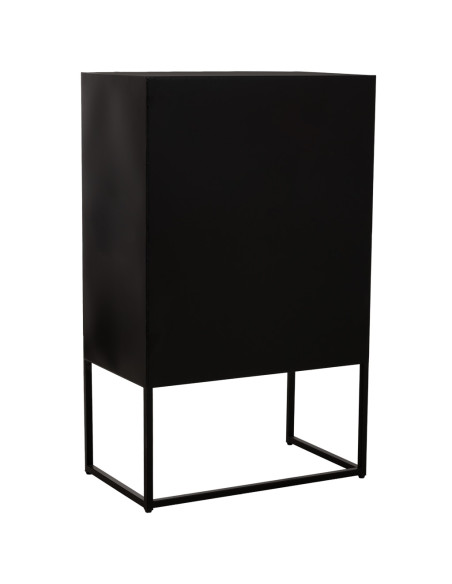 Vitrine 2 portes métal noir et verre strié 65x38,5x105,5 cm Maveleno  - 4