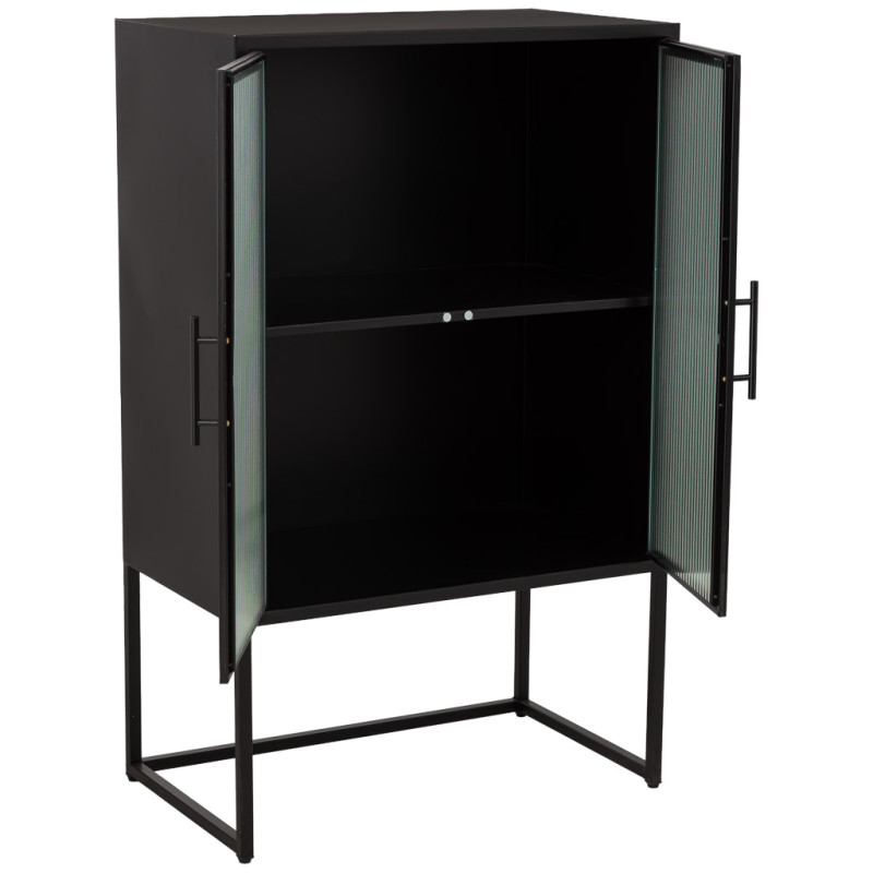 Vitrine 2 portes métal noir et verre strié 65x38,5x105,5 cm Maveleno  - 3