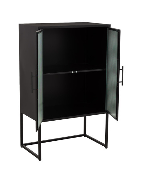 Vitrine 2 portes métal noir et verre strié 65x38,5x105,5 cm Maveleno  - 3