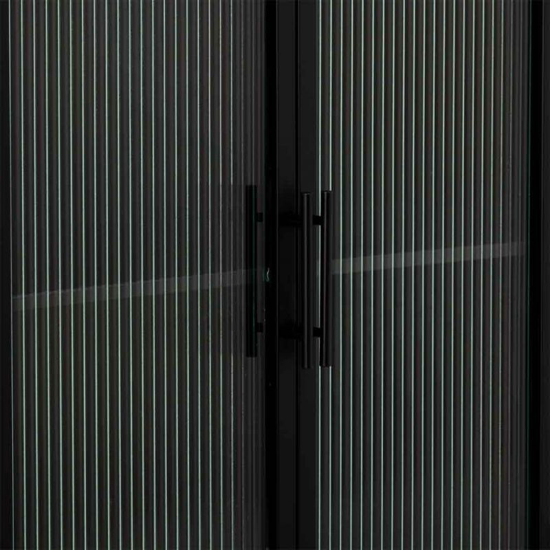 Vitrine 2 portes métal noir et verre strié 65x38,5x105,5 cm Maveleno  - 5