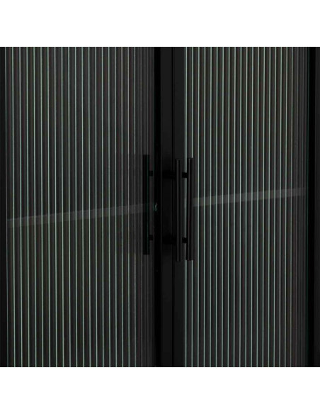 Vitrine 2 portes métal noir et verre strié 65x38,5x105,5 cm Maveleno  - 5