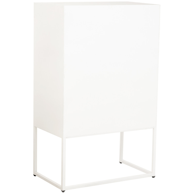 Vitrine 2 portes métal blanc et verre strié 65x38,5x105,5 cm Maveleno  - 4