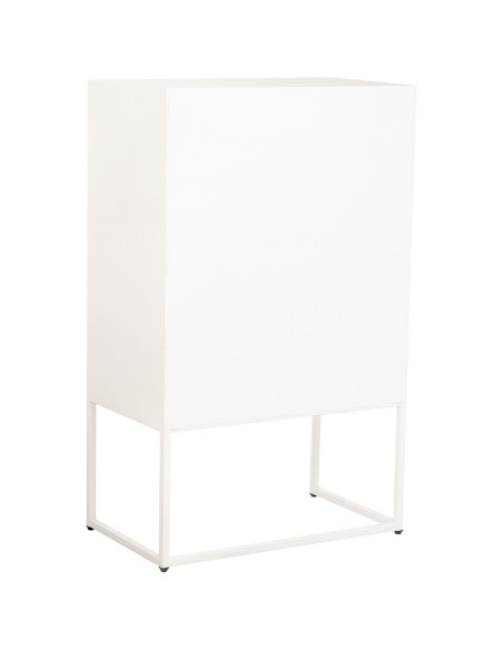 Vitrine 2 portes métal blanc et verre strié 65x38,5x105,5 cm Maveleno  - 4