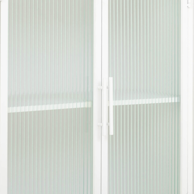 Vitrine 2 portes métal blanc et verre strié 65x38,5x105,5 cm Maveleno  - 5