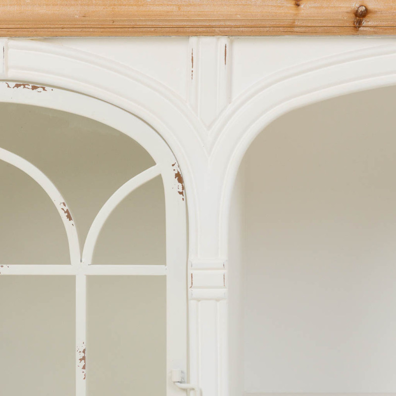 Meuble TV blanc vieilli et bois naturel 150x36x80 cm Almarina  - 5
