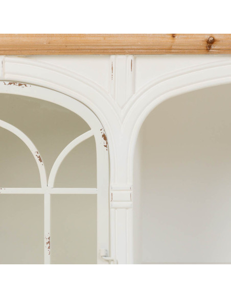 Meuble TV blanc vieilli et bois naturel 150x36x80 cm Almarina  - 5