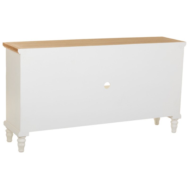 Meuble TV blanc vieilli et bois naturel 150x36x80 cm Almarina  - 4