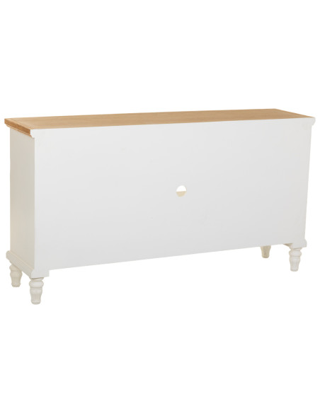 Meuble TV blanc vieilli et bois naturel 150x36x80 cm Almarina  - 4