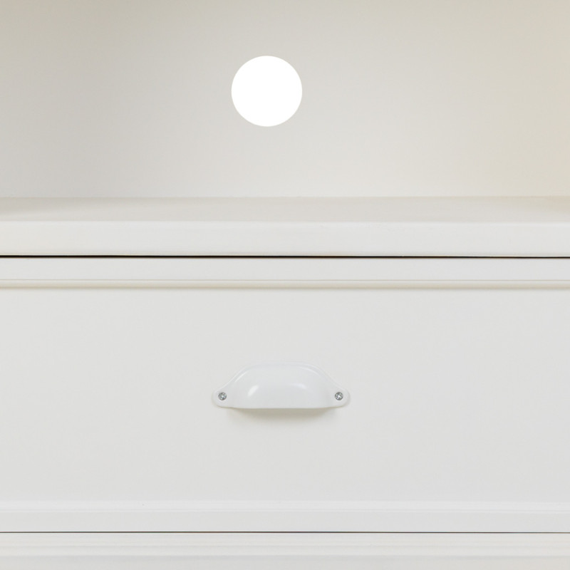 Meuble TV blanc vieilli et bois naturel 150x36x80 cm Almarina  - 7