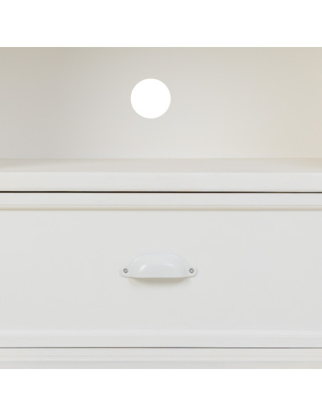 Meuble TV blanc vieilli et bois naturel 150x36x80 cm Almarina  - 7