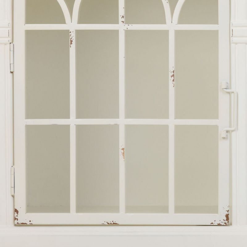 Meuble TV blanc vieilli et bois naturel 150x36x80 cm Almarina  - 8