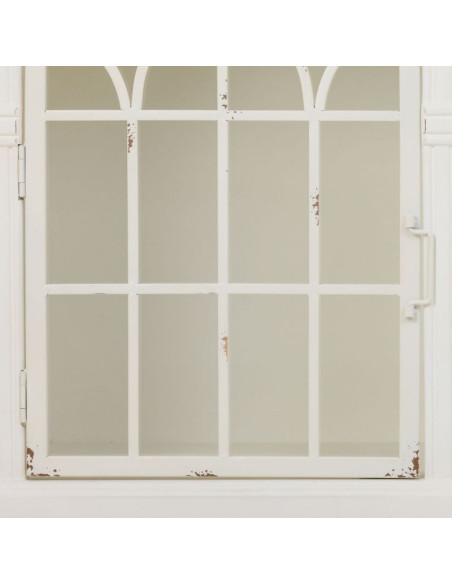 Meuble TV blanc vieilli et bois naturel 150x36x80 cm Almarina  - 8