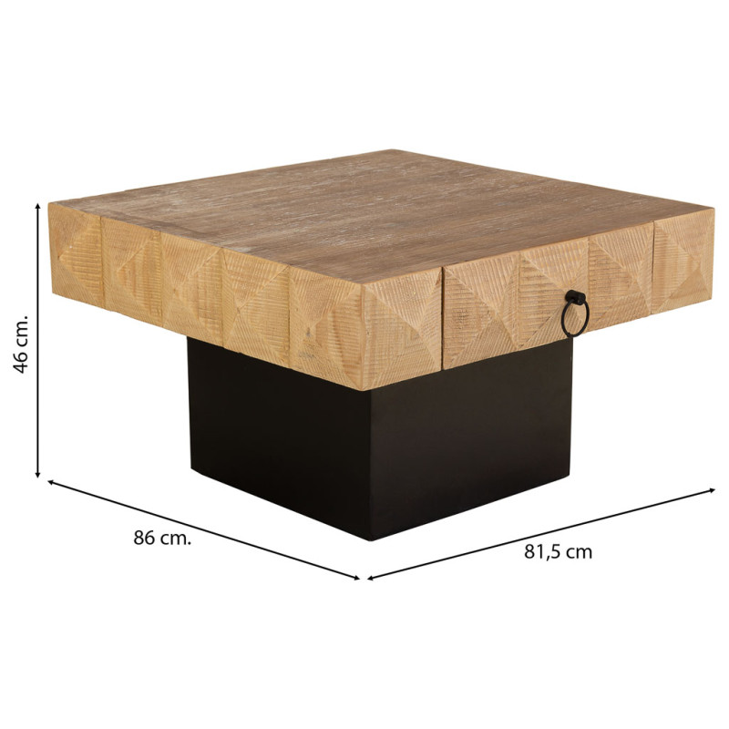 Table basse bois brun miel 2 tiroirs 81,5x86x46 cm Javenesa  - 8