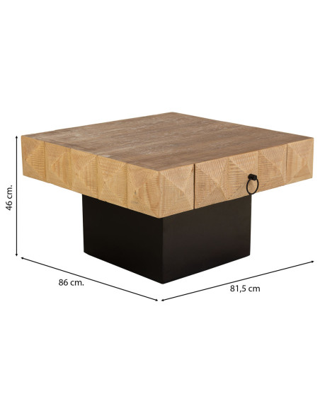 Table basse bois brun miel 2 tiroirs 81,5x86x46 cm Javenesa  - 8