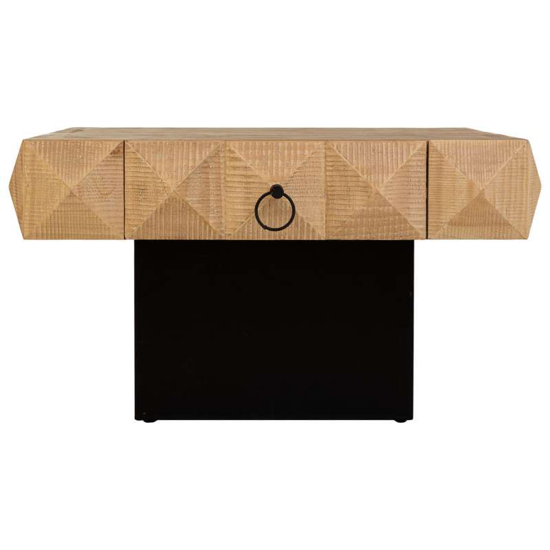 Table basse bois brun miel 2 tiroirs 81,5x86x46 cm Javenesa  - 3