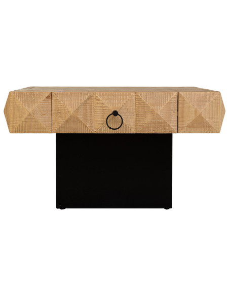 Table basse bois brun miel 2 tiroirs 81,5x86x46 cm Javenesa  - 3