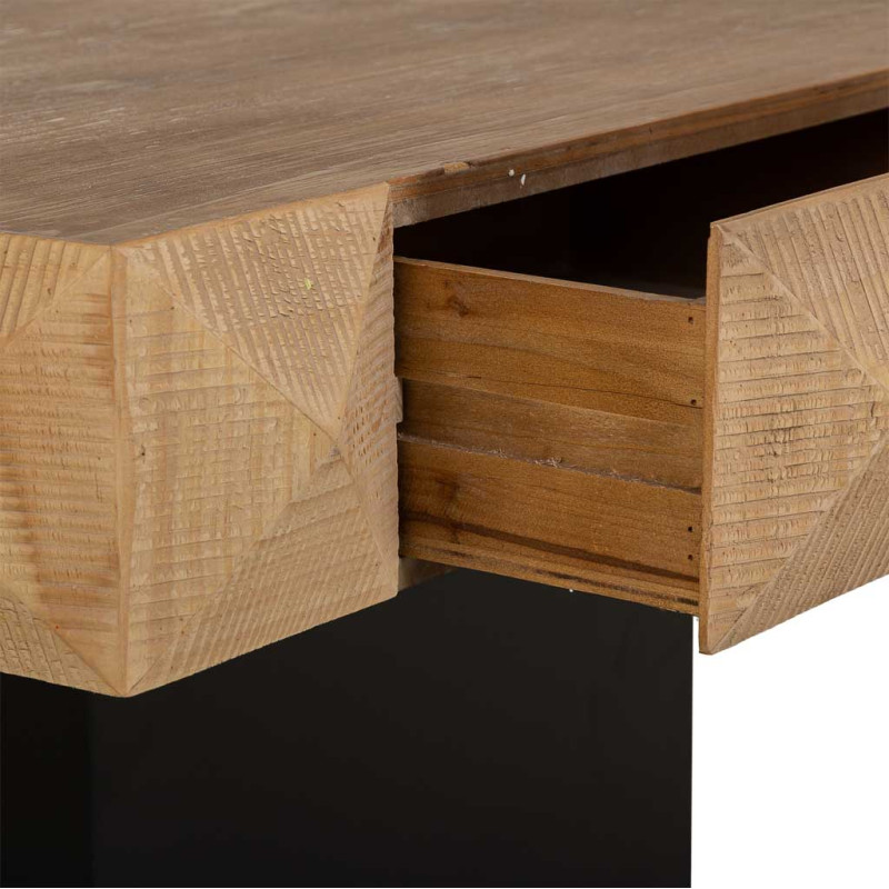 Table basse bois brun miel 2 tiroirs 81,5x86x46 cm Javenesa  - 6