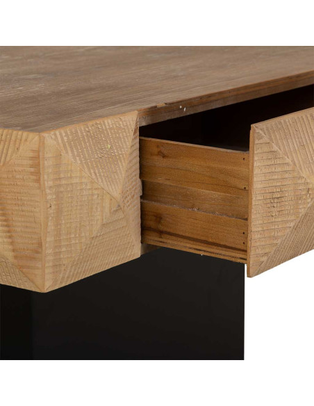 Table basse bois brun miel 2 tiroirs 81,5x86x46 cm Javenesa  - 6