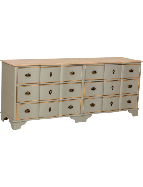 Commode vert sauge 6 tiroirs en bois et MDF 193x50x80 cm Narelora  - 1