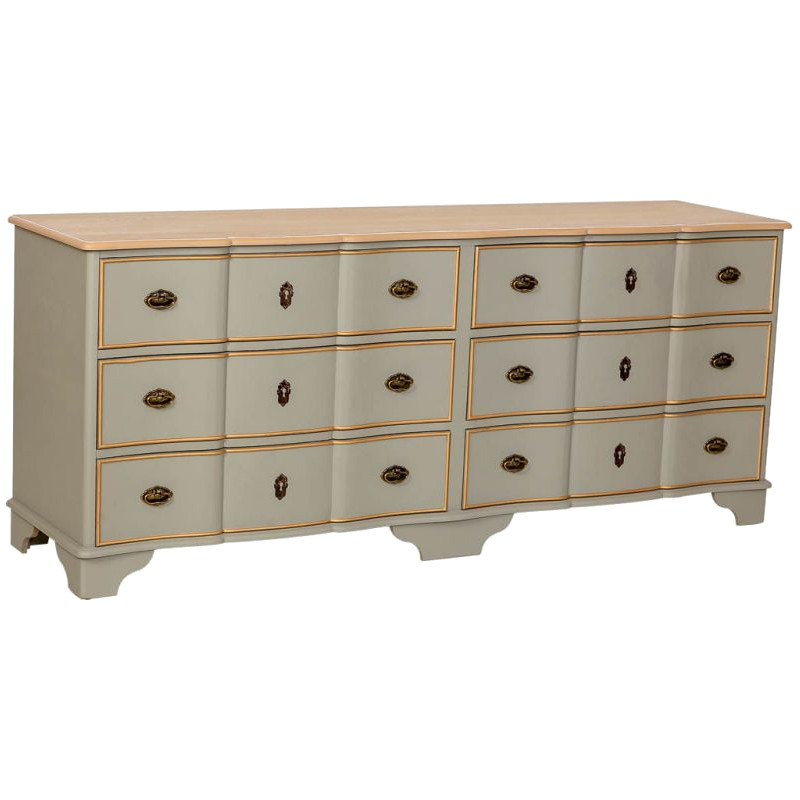 Commode vert sauge 6 tiroirs en bois et MDF 193x50x80 cm Narelora  - 1