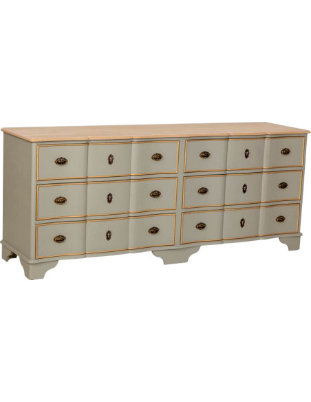 Commode vert sauge 6 tiroirs en bois et MDF 193x50x80 cm Narelora  - 1