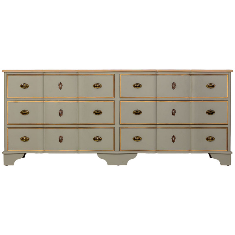 Commode vert sauge 6 tiroirs en bois et MDF 193x50x80 cm Narelora  - 3
