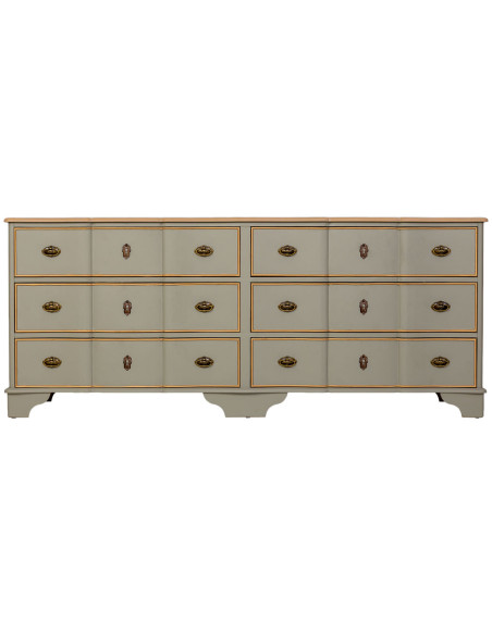 Commode vert sauge 6 tiroirs en bois et MDF 193x50x80 cm Narelora  - 3