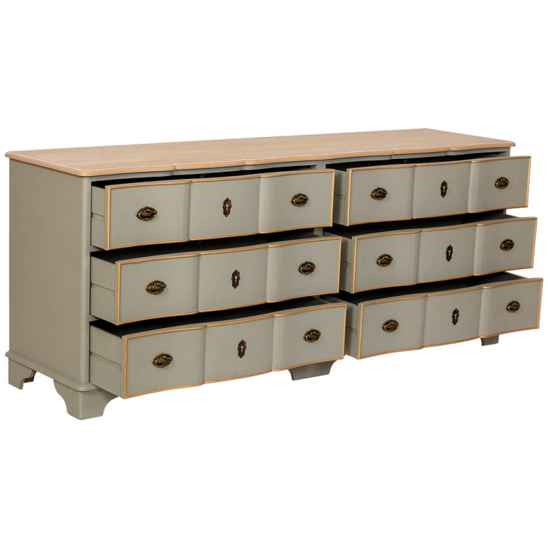Commode vert sauge 6 tiroirs en bois et MDF 193x50x80 cm Narelora  - 6