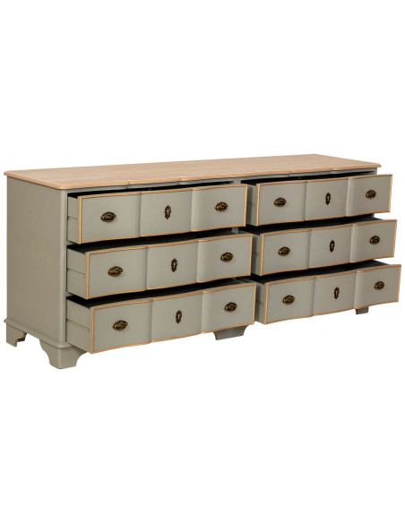 Commode vert sauge 6 tiroirs en bois et MDF 193x50x80 cm Narelora  - 6